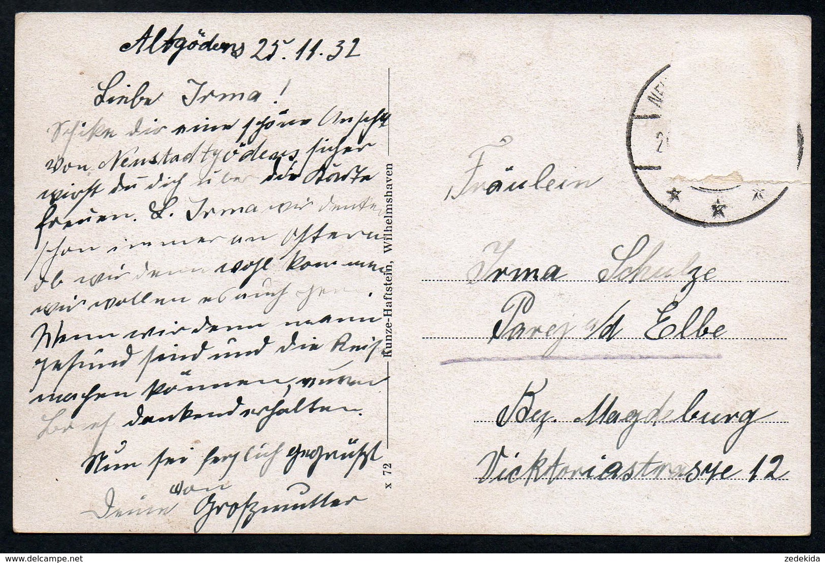 8185 - Alte Ansichtskarte - Neustadtgödens Ostriesland - Gel 1932  - O. Marke - Kunze Haftstein - Wittmund