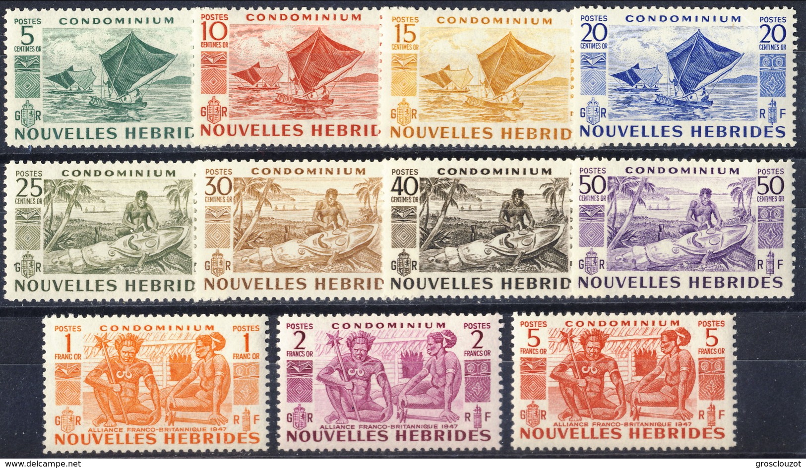 Nouvelles Hebrides 1953 Serie N. 144-154 MNH Cat. &euro; 115 - Ongebruikt
