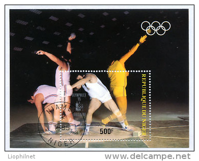 NIGER 1985, LANCER DE POIDS, SURCHARGE OLYMPHILEX 85, 1 Bloc, Oblitéré / Used. R172 - Athlétisme