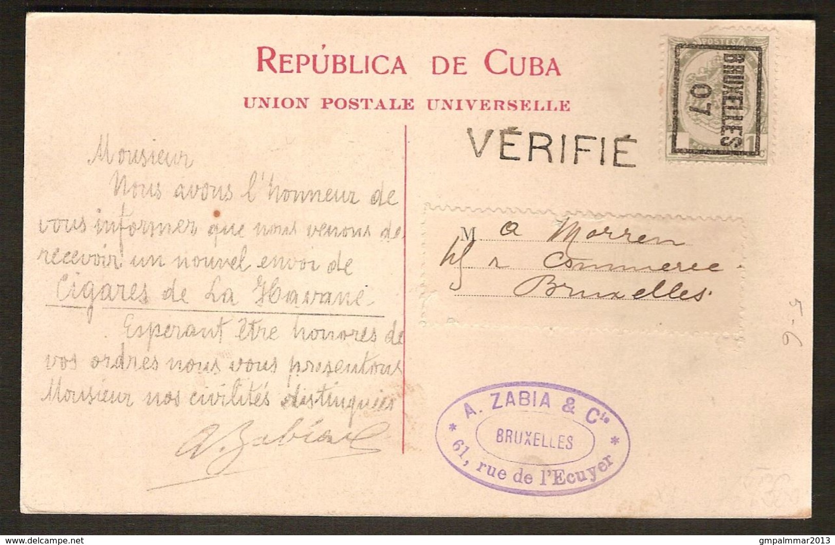 Wapenschild Nr. 81A TYPO Voorafgestempeld Nr. 5 Op Postkaart LA HAVANE CUBA + GRIFFE VERIFIE ; Staat Zie 2 Scans ! - Typos 1906-12 (Armoiries)