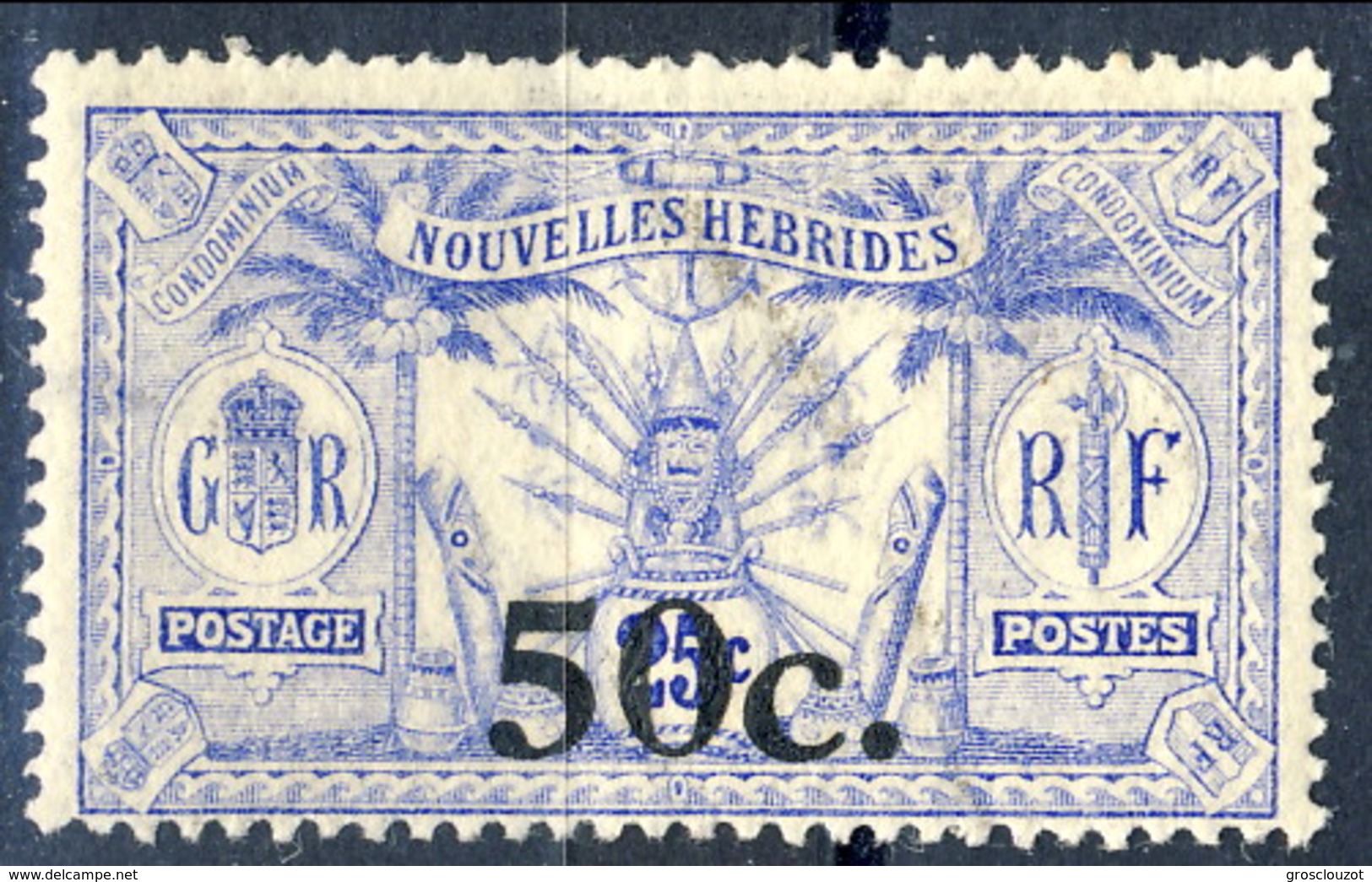 Nouvelles Hebrides 1924 N. 75 C. 50 Su C. 25 MNH Cat. &euro; 36 - Usati