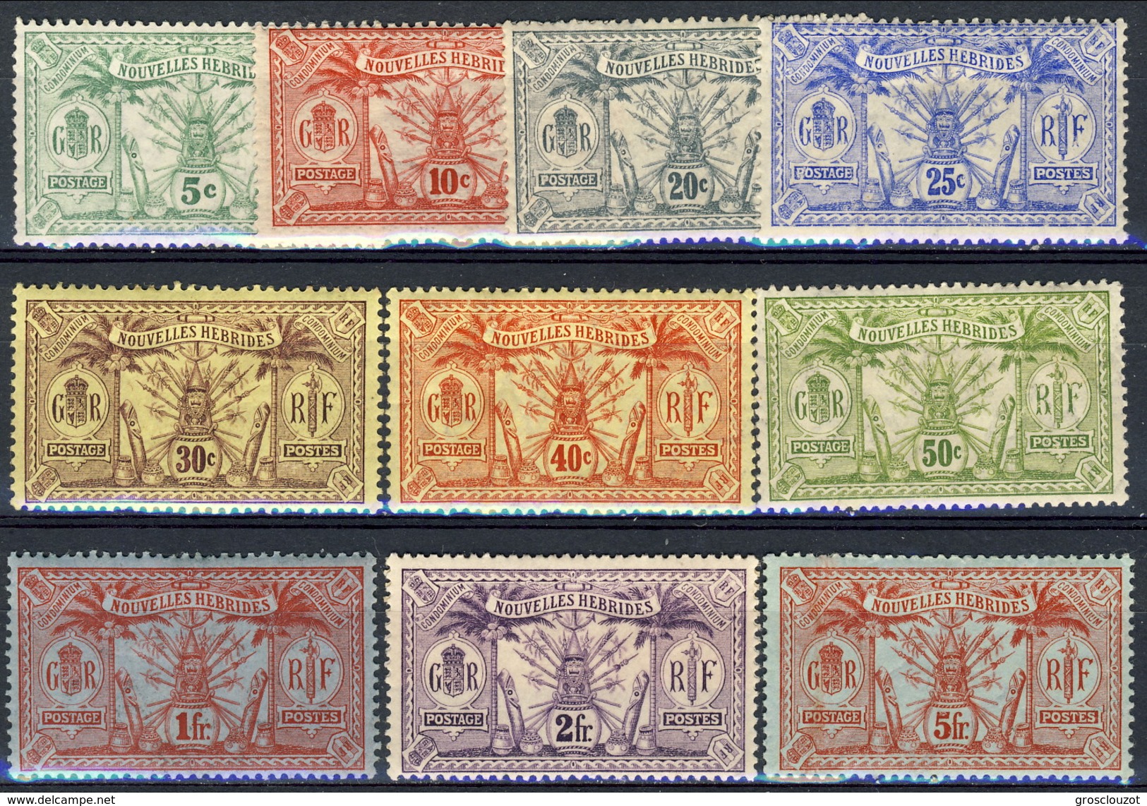 Nouvelles Hebrides 1911-12 Serie 27-37 MVLH Cat. &euro; 85 - Oblitérés