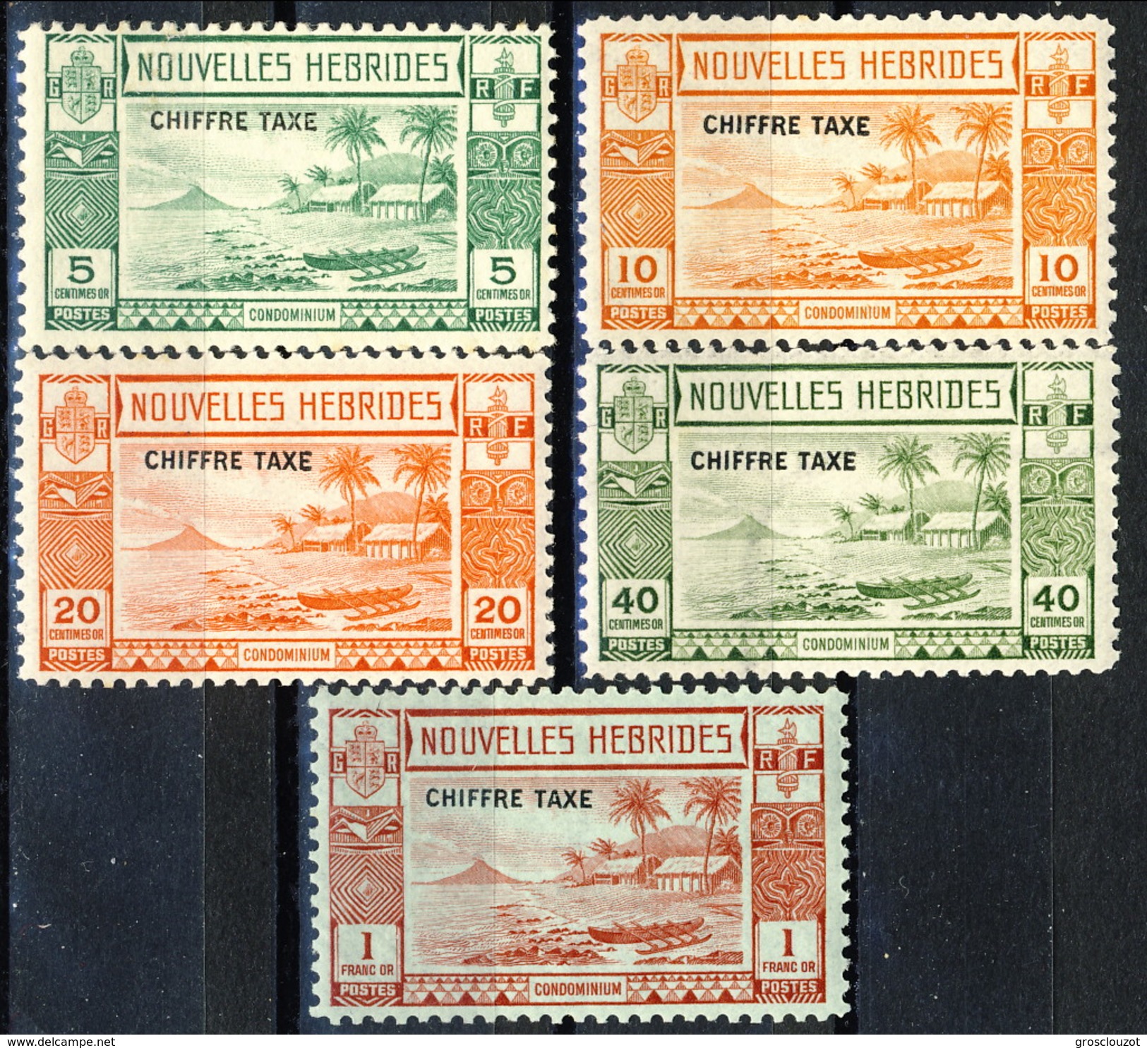 Nouvelles Hebrides Tasse 1938 Serie N. 11-15 MVLH Cat. &euro; 80 - Timbres-taxe