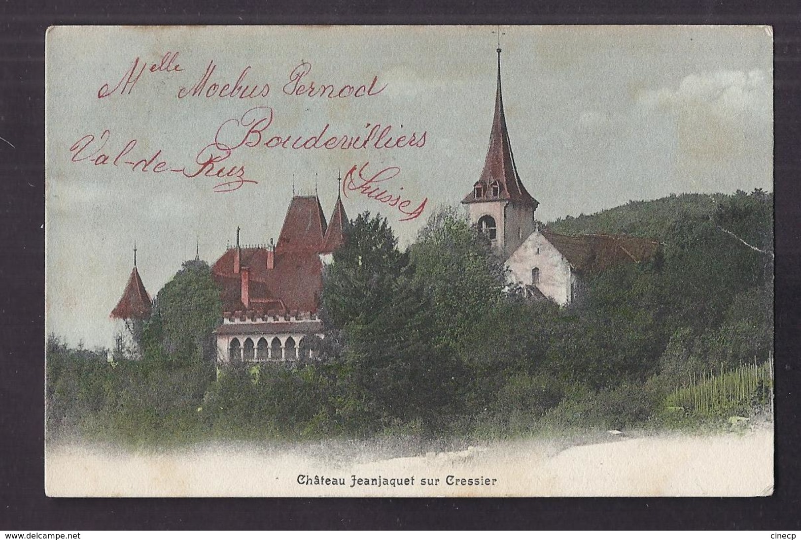 CPA SUISSE - CRESSIER - Château Jeanjaquet Sur Cressier - Jolie Oblitération Verso - Cressier