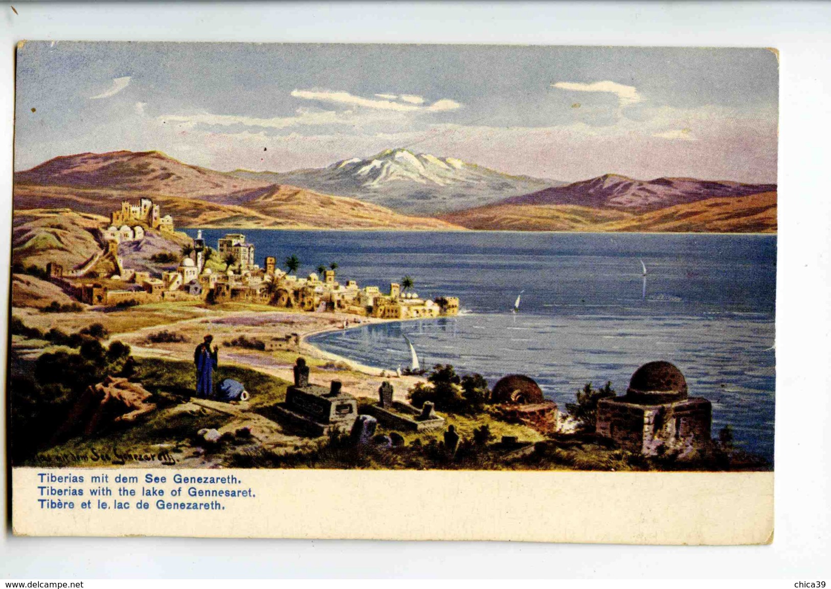C 19135  -  Tiberias With The Lake Of Gennesaret  -  Tibére Et Le Lac De Genezareth -  Perlberg Pinx.  -  Palestine - Palestine