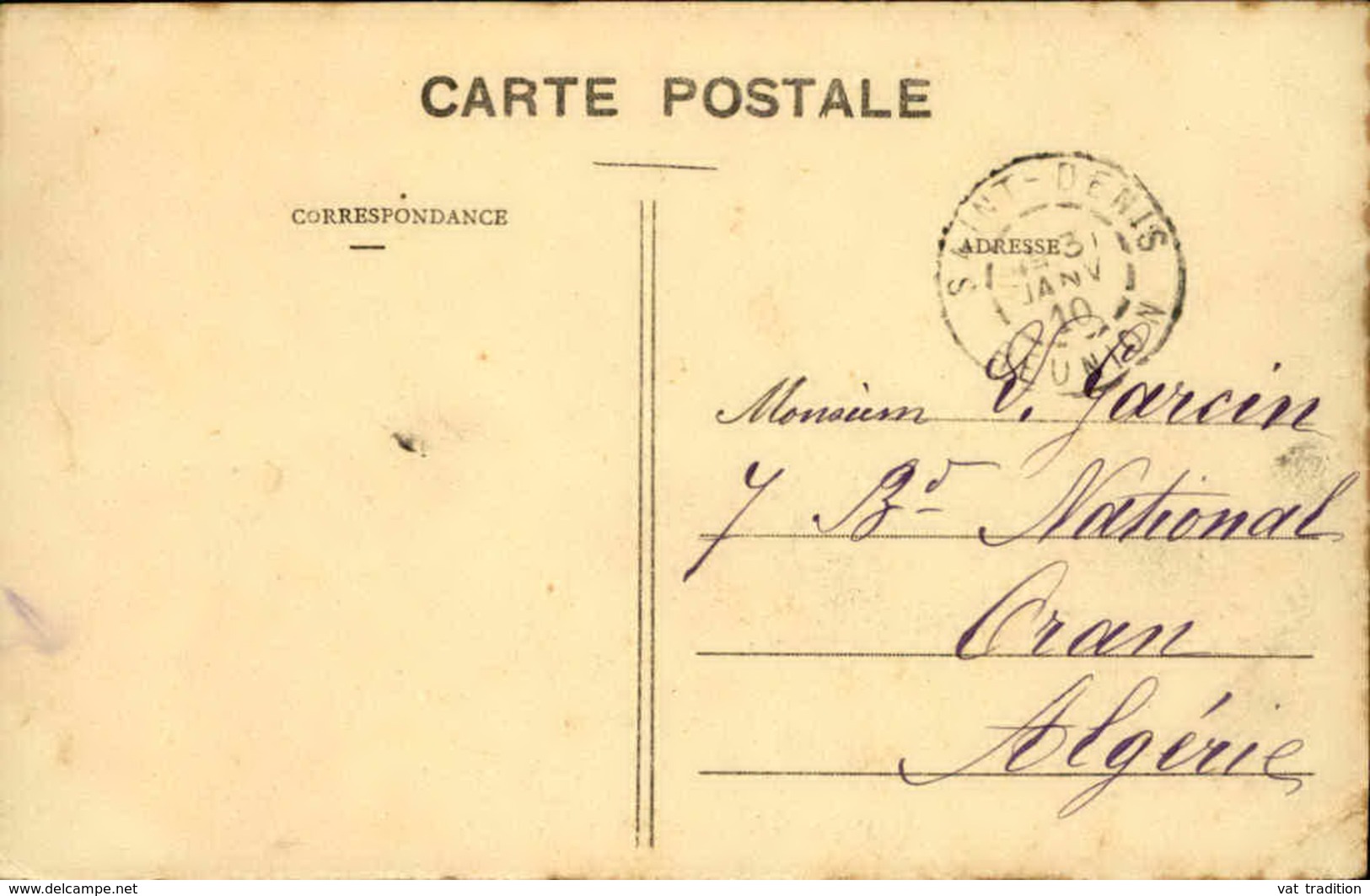 FRANCE / RÉUNION - Oblitération De Saint Denis Sur Carte Postale En 1910 Pour L 'Algérie - A Voir - L 5966 - Lettres & Documents