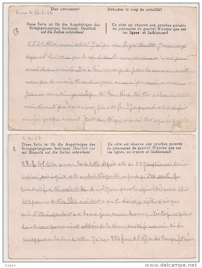 2 FORMULES DIFFERENTES, OFLAG XIII A, UNTERLAGER B, Allemagne. CENSURES. - Guerre De 1939-45