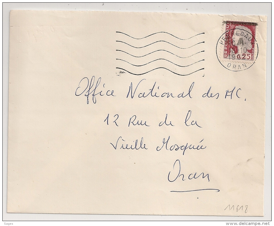 EA Sur DECARIS, PERREGAUX Oran Algérie. REPUBLIQUE Non Barrée. Enveloppe Du 18/10/1962. - Algérie (1962-...)