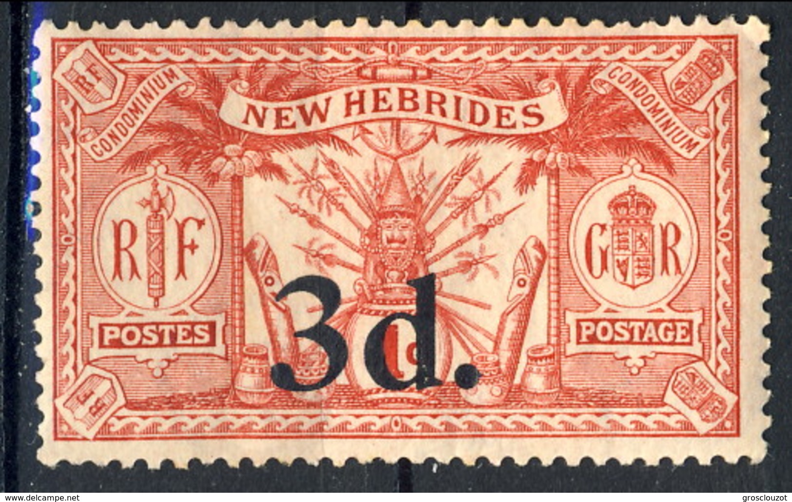 New Hebrides 1924 N. 78 D. 3 Su P. 1  MH Cat. &euro; 9 - Nuovi