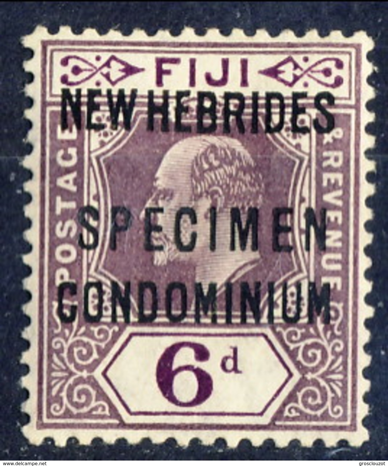 New Hebrides 1911 SPECIMEN N. 25 P. 6 Violetto Bruno MNH Cat. &euro; 80 - Nuovi