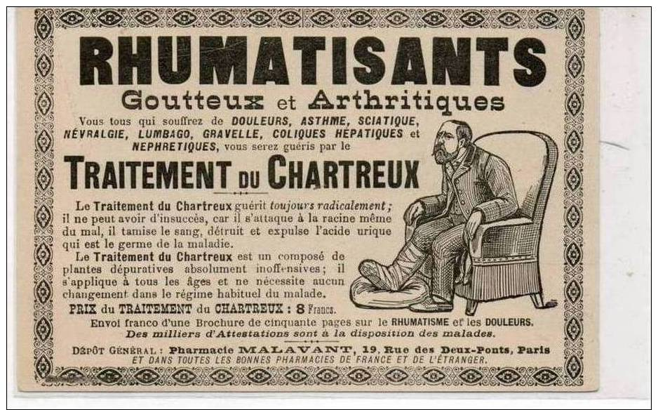 Rhumatisants Goutteux Et Arthritiques Traitement Du Chartreux - Publicité