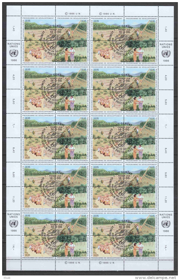 United Nations Geneva 1986 Mi 138-141 Canceled Complete Sheet - Usati