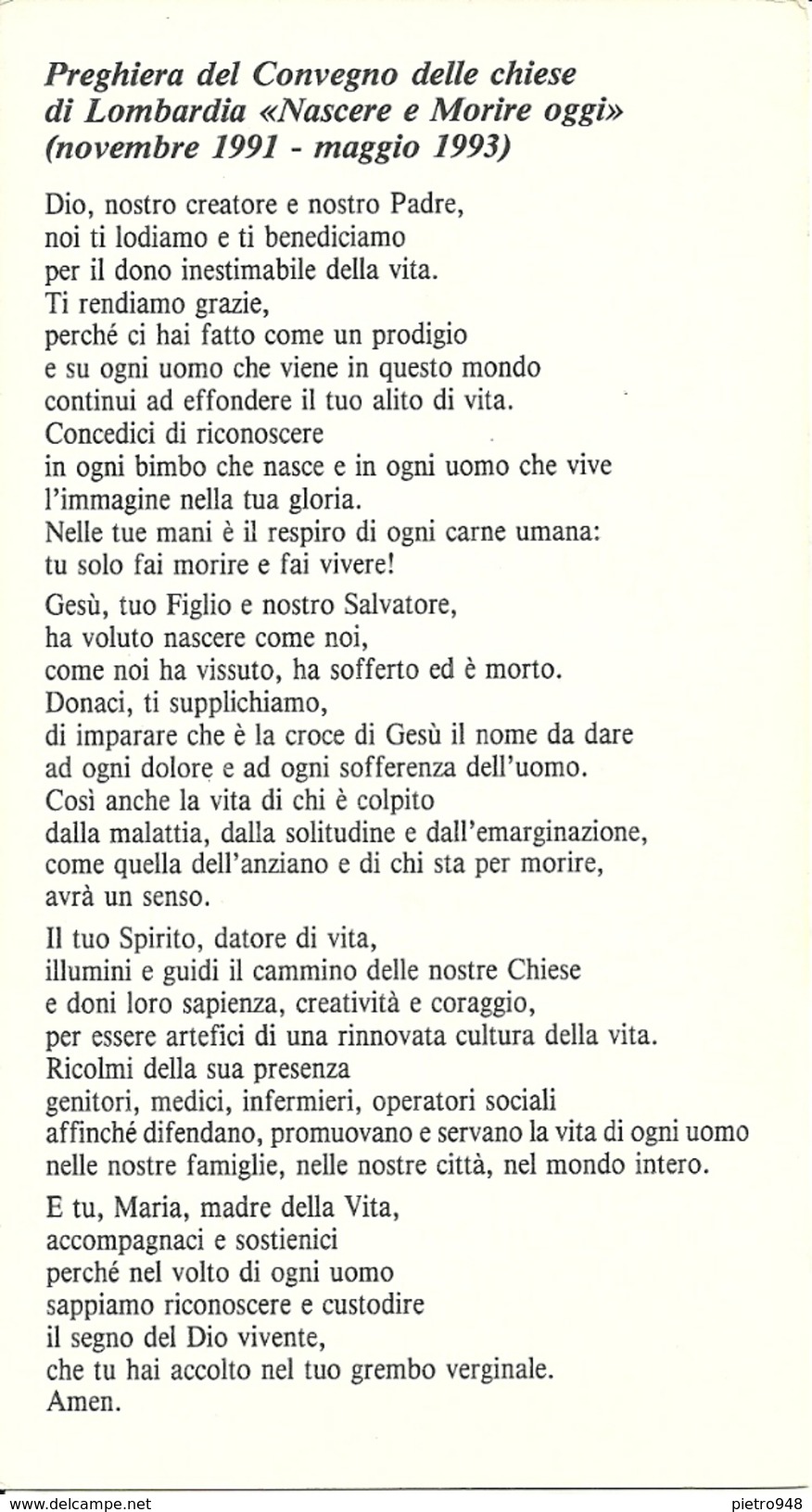 Monza, Parrocchia Di San Gerardo Al Corpo, Decanato Di Monza, Preghiera Del Convegno Delle Chiese Di Lombardia - Religion & Esotericism