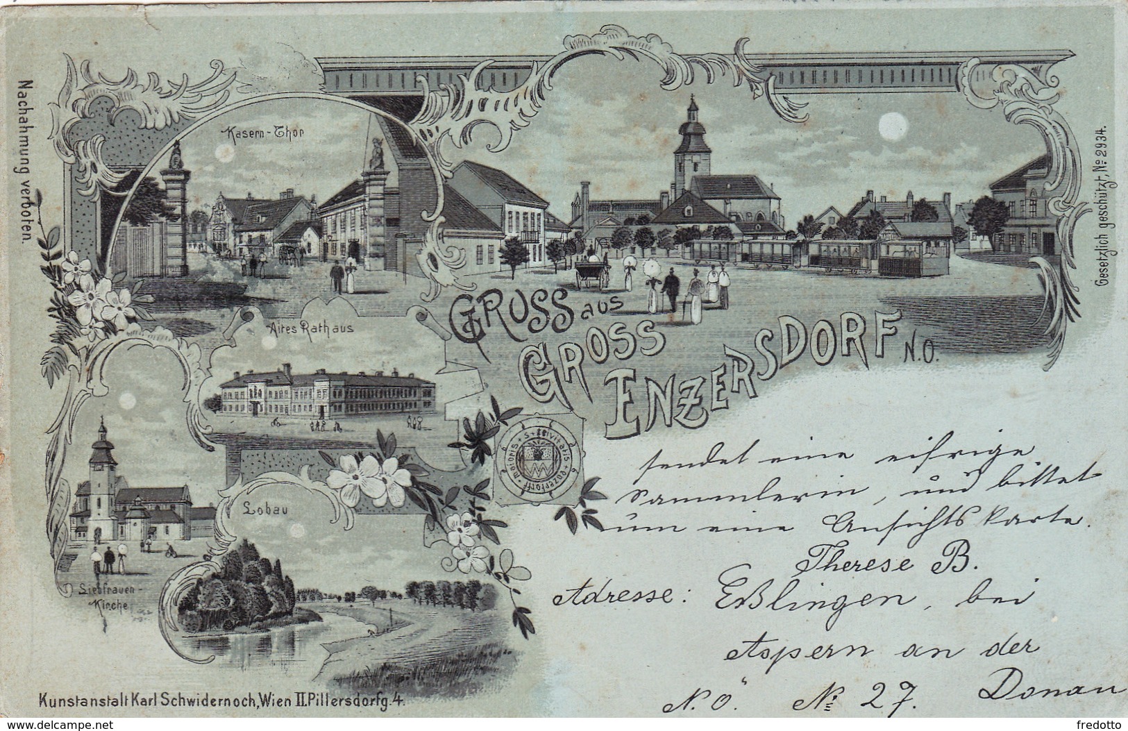 Gruss Aus Gross Enzersdorf-Mondschein-Litho 1900 - Maria Enzersdorf