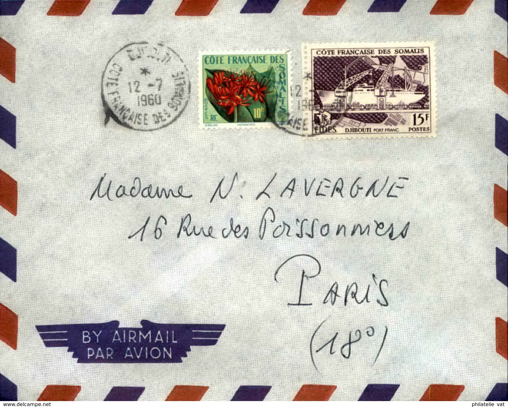 COTE FRANçAISE DES SOMALIS - DJIBOUTI - Env Pour La France Années 60 - Pas Si Courant Pour Cette Période - P21221 - Lettres & Documents