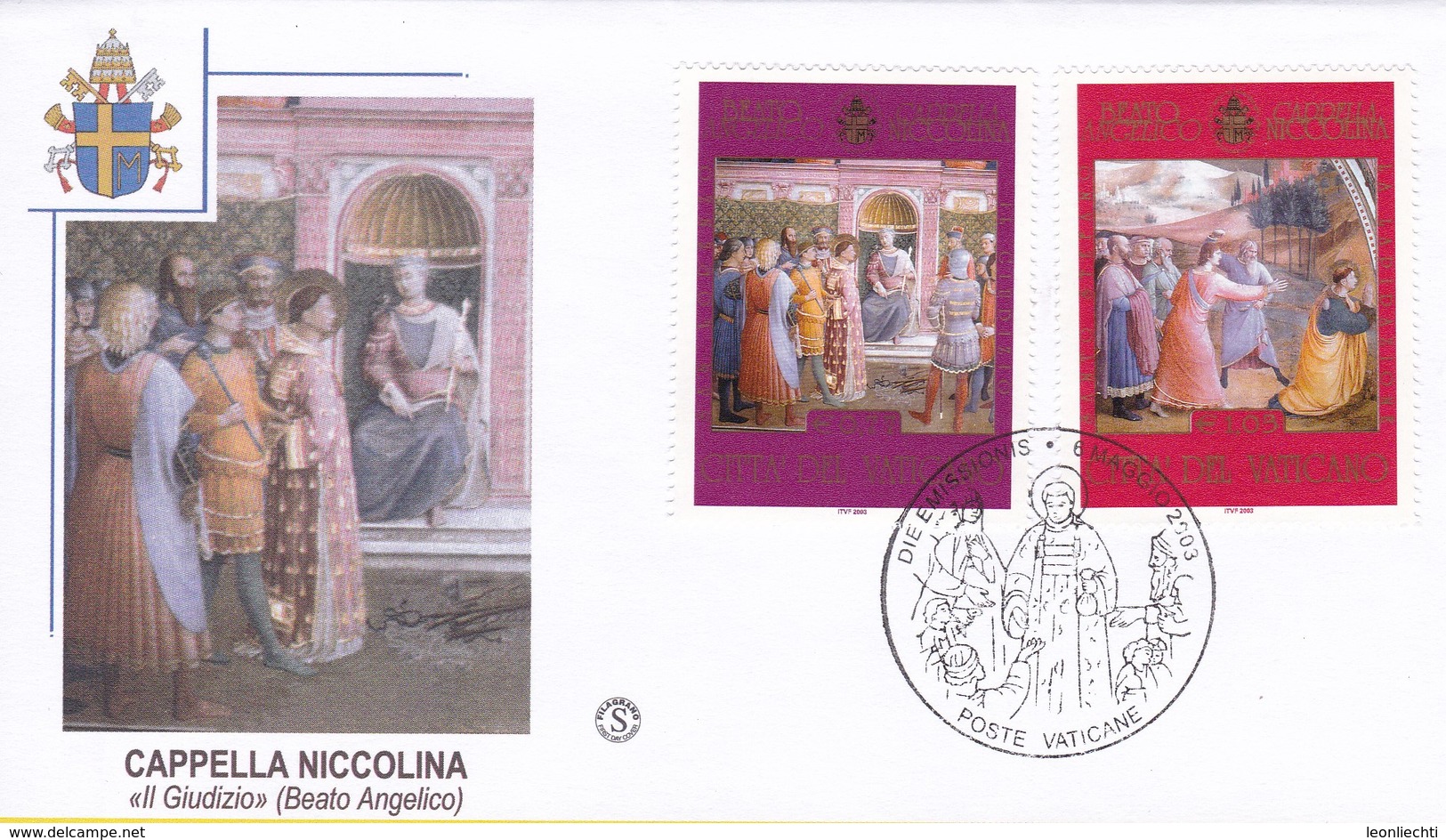 Vatikan, 2003, Kunstschätze Der " Capella Niccolina, Mi: 1456 + 1457 - Lettres & Documents