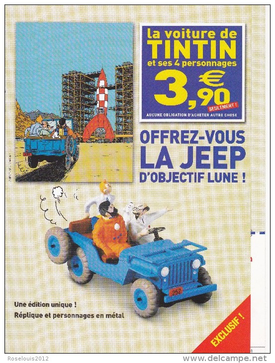 TINTIN : Dépliant  Editions Atlas - La Jeep D'Objectif Lune - Presseunterlagen