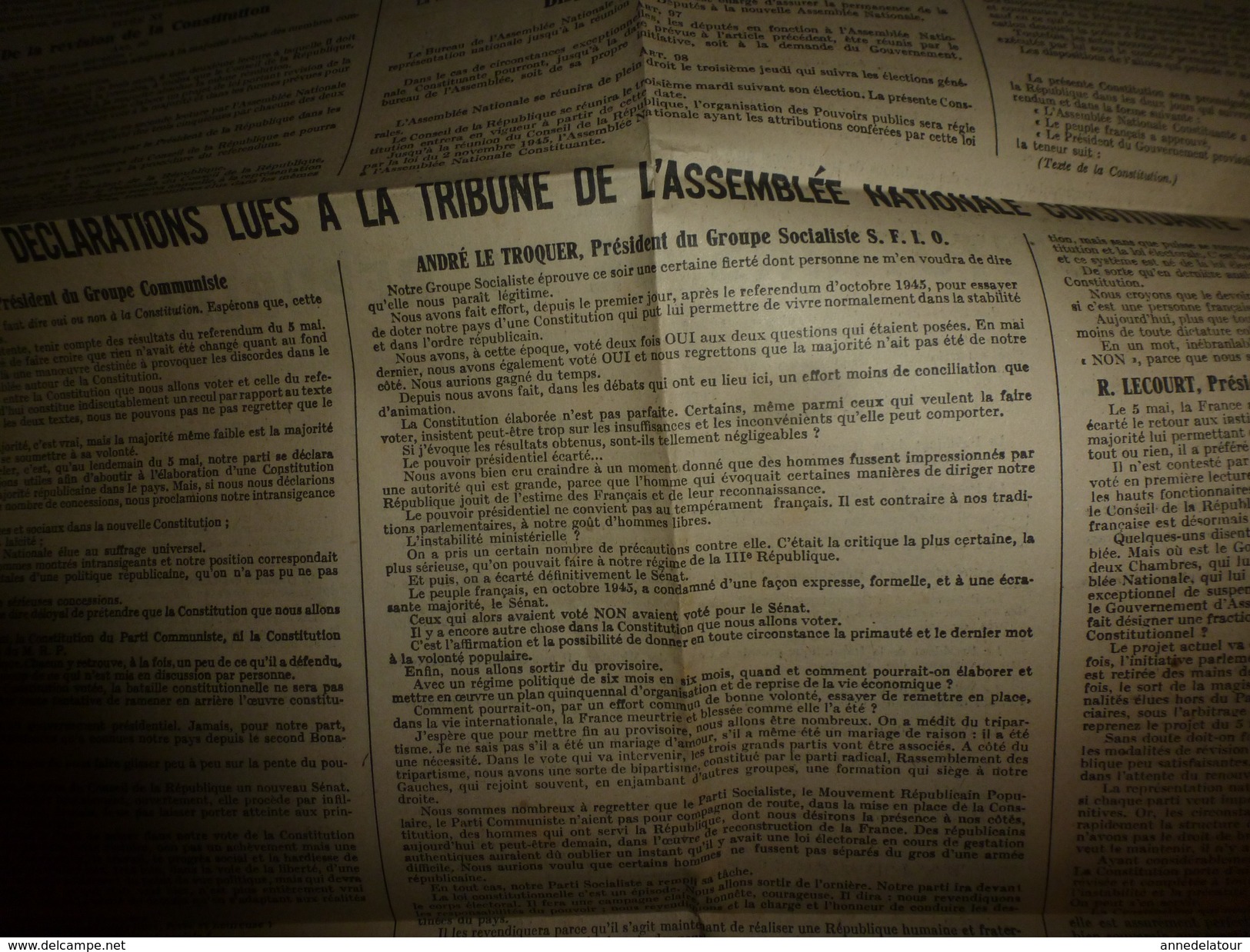 1946 CONSTITUTION de la République Française, signé:Jacques Duclos(communiste,Pierre Cot (URR),Ferhat Abbas (UDMA),etc