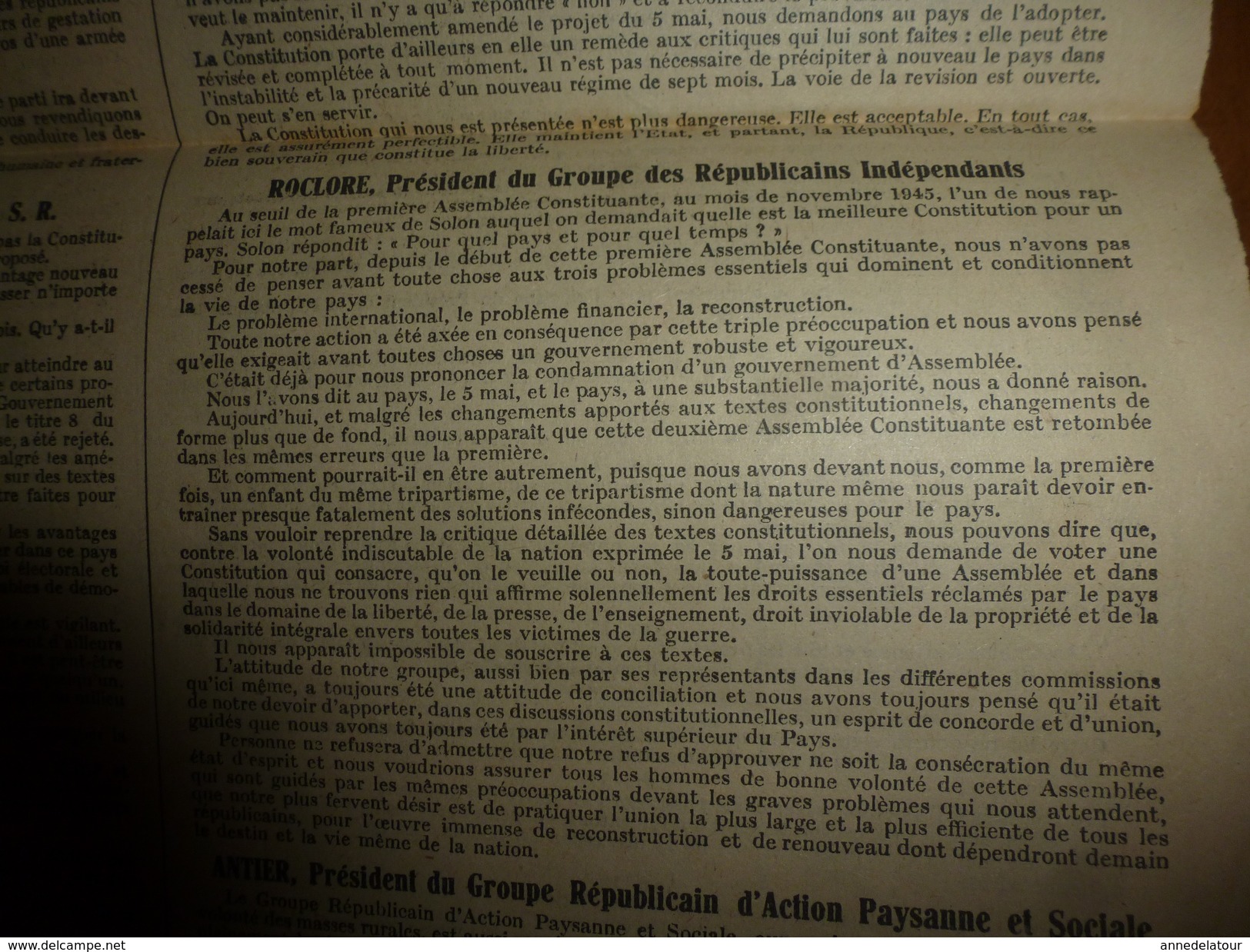 1946 CONSTITUTION de la République Française, signé:Jacques Duclos(communiste,Pierre Cot (URR),Ferhat Abbas (UDMA),etc