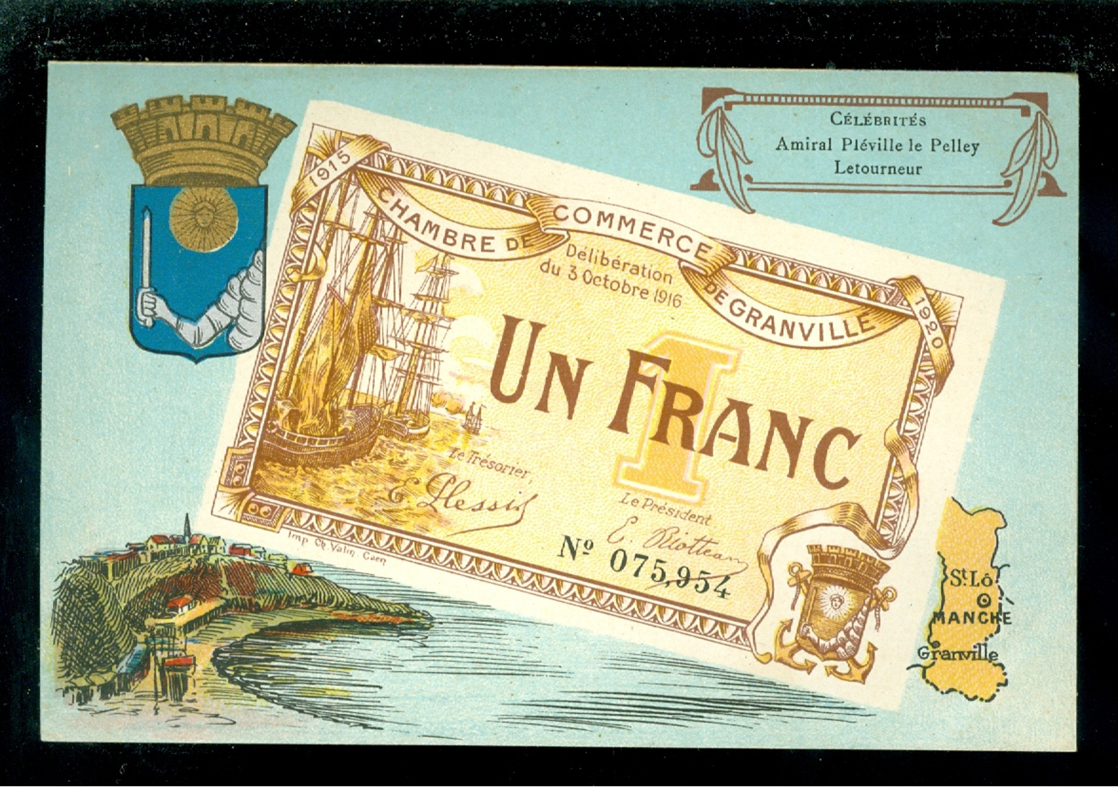 France  :    St Lô  Granville ( Manche )    -  Billet De Banque - Bankbiljet - Un Franc - Granville