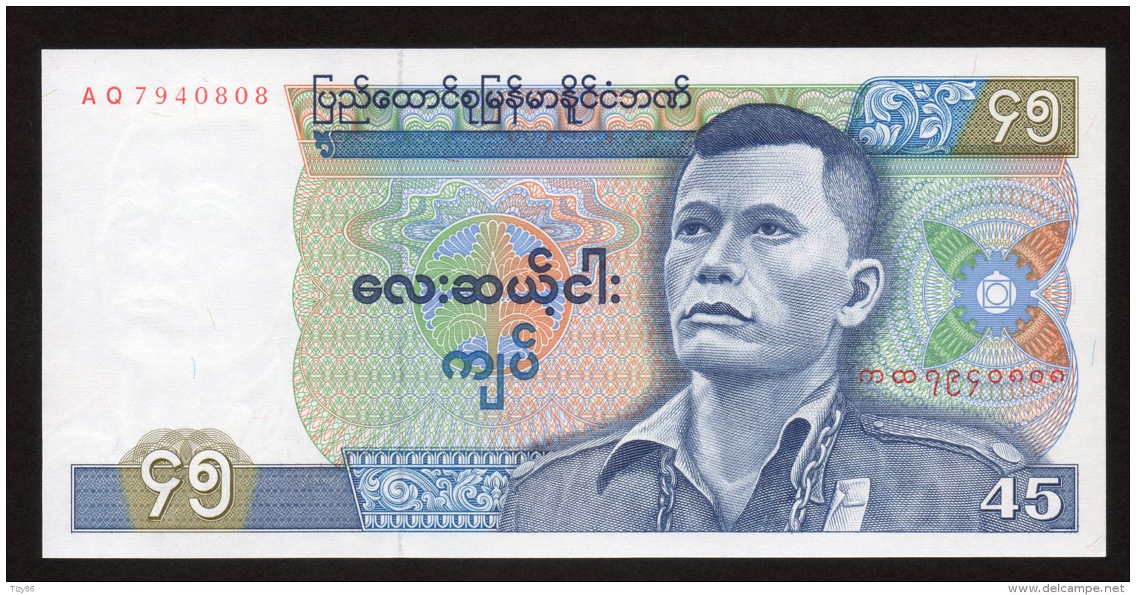 Banconota Myanmar (Burma) 45 KYats 1986 - FDS - Myanmar