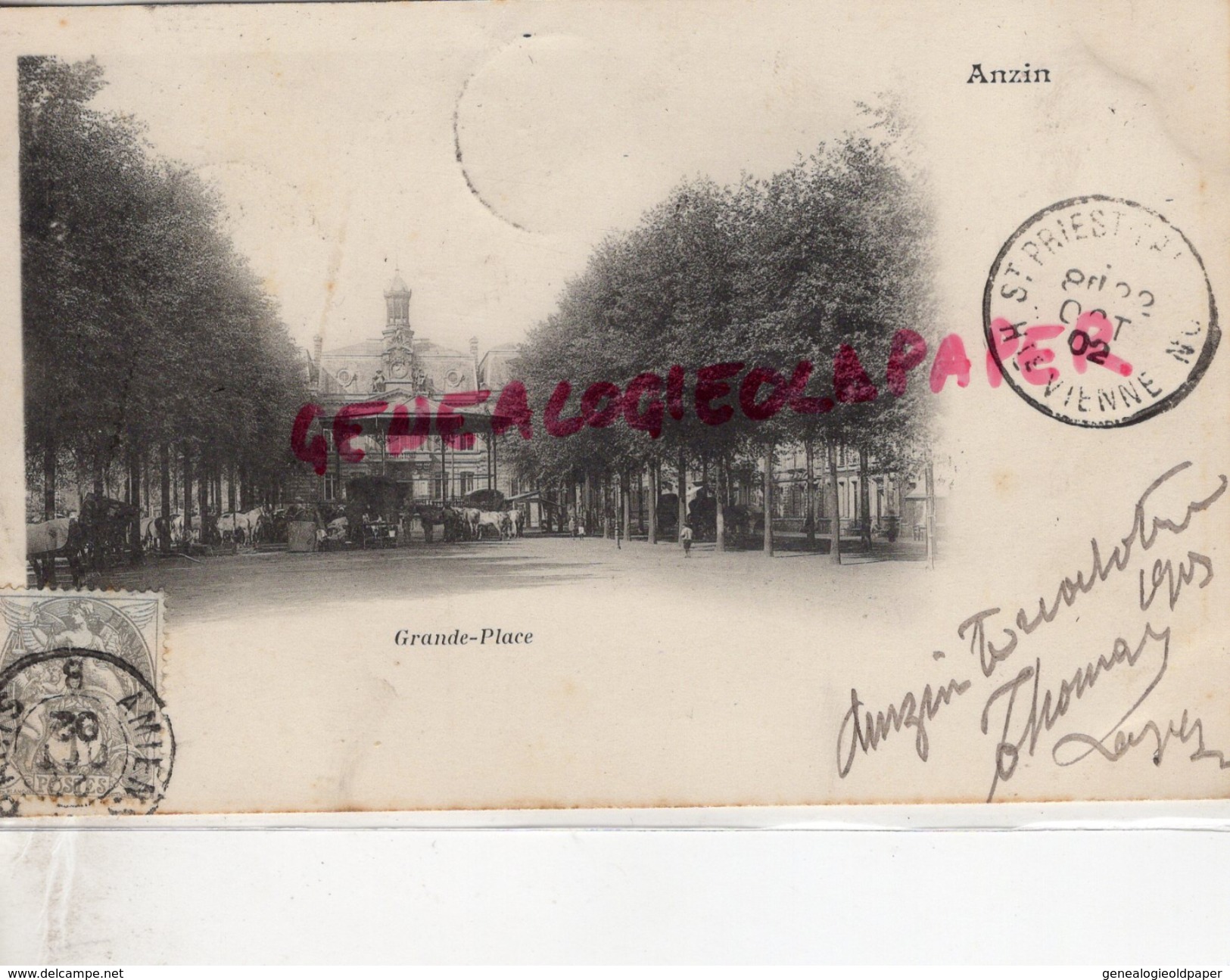 59 - ANZIN - GRANDE PLACE - CARTE PRECURSEUR 1902 - Anzin
