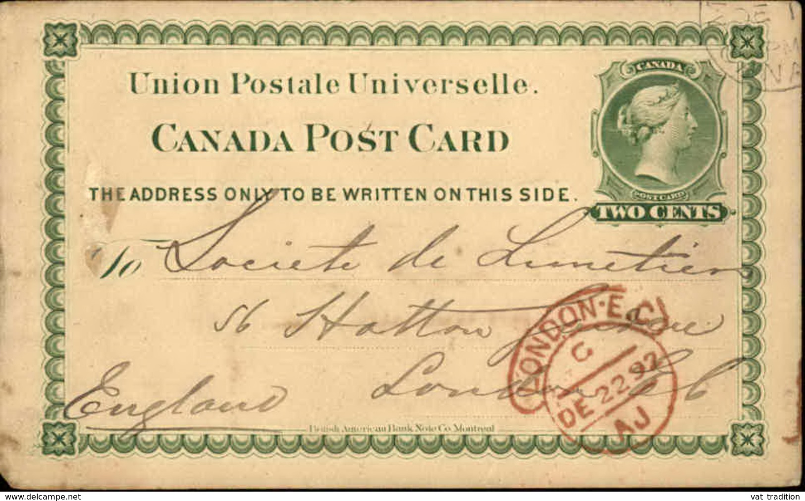 CANADA - Entier Postal De Montréal Pour Londres En 1892 - A Voir - L 6055 - 1860-1899 Regering Van Victoria