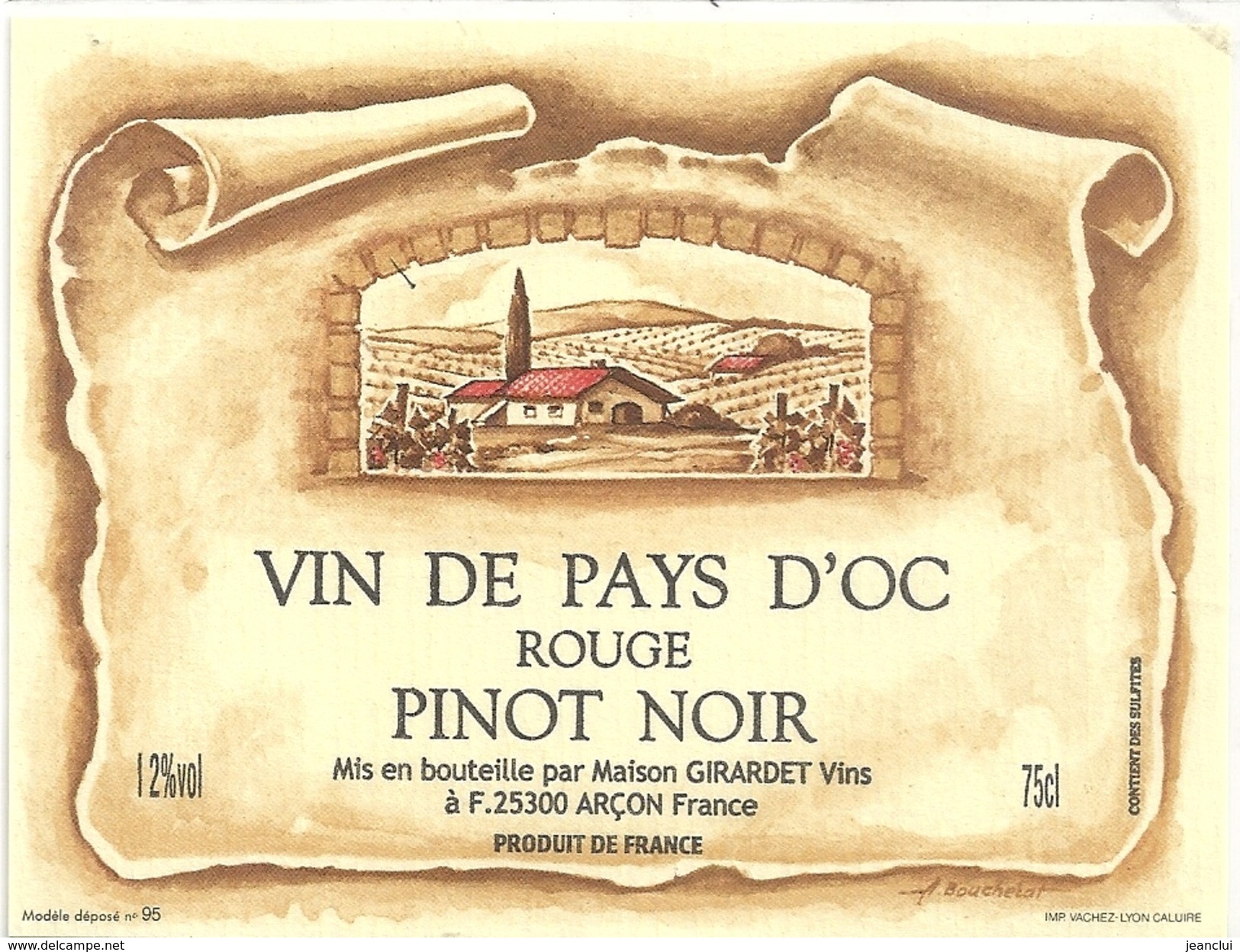 VIN DE PAYS D'OC .. ROUGE  .. PINOT NOIR  . 12°  . 75cl - Vin De Pays D'Oc