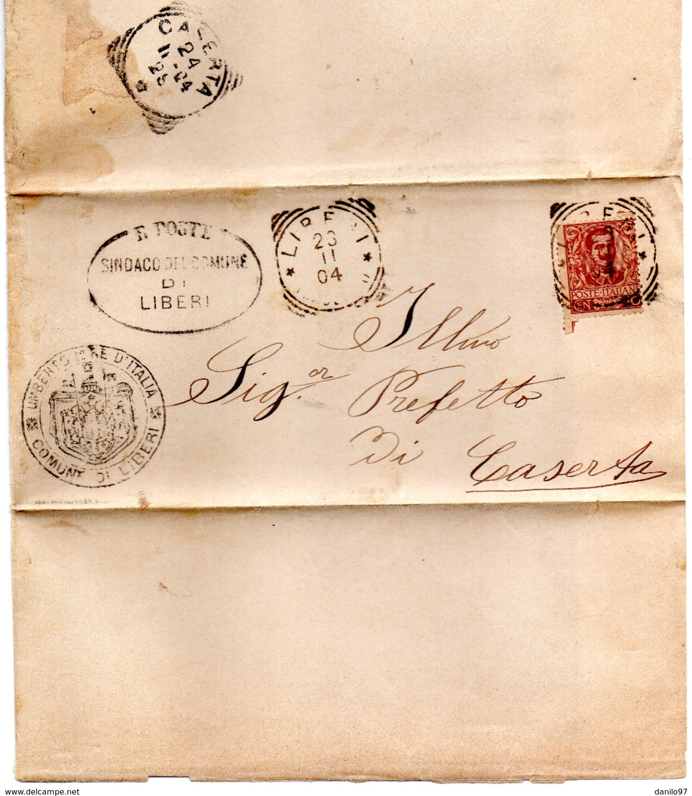 1904  LETTERA CON ANNULLO LIBERI CASERTA - Storia Postale