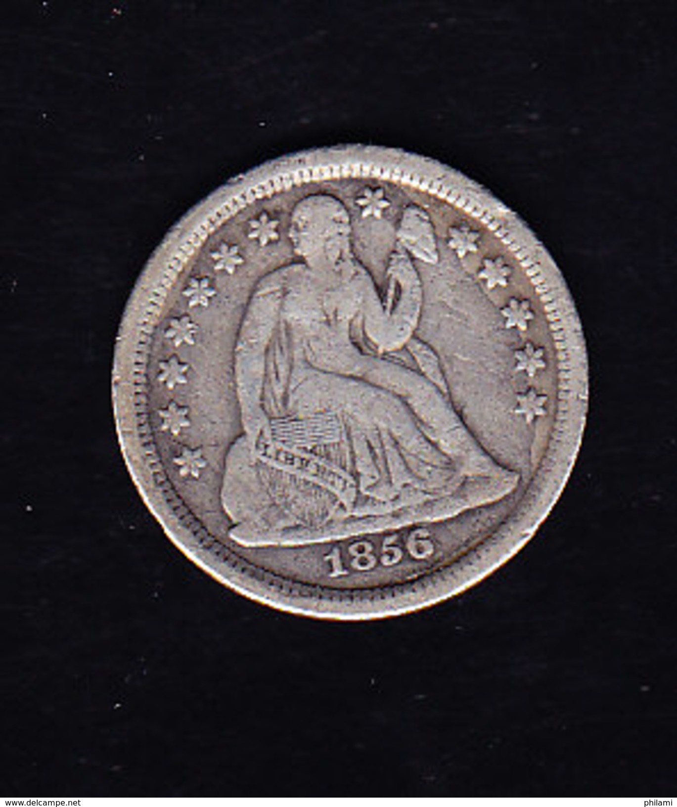 USA KR CAT  KMA63.2 1856 XF+ Silver  (U28) - 1837-1891: Seated Liberty (Libertà Seduta)