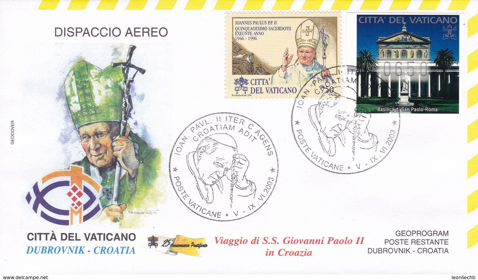 Vatikan, 2003, Viaggio Apostolico  Di S.S. Giovanni Paolo II  In Croazia, Mi: 1182  + ATM 2 - Lettres & Documents