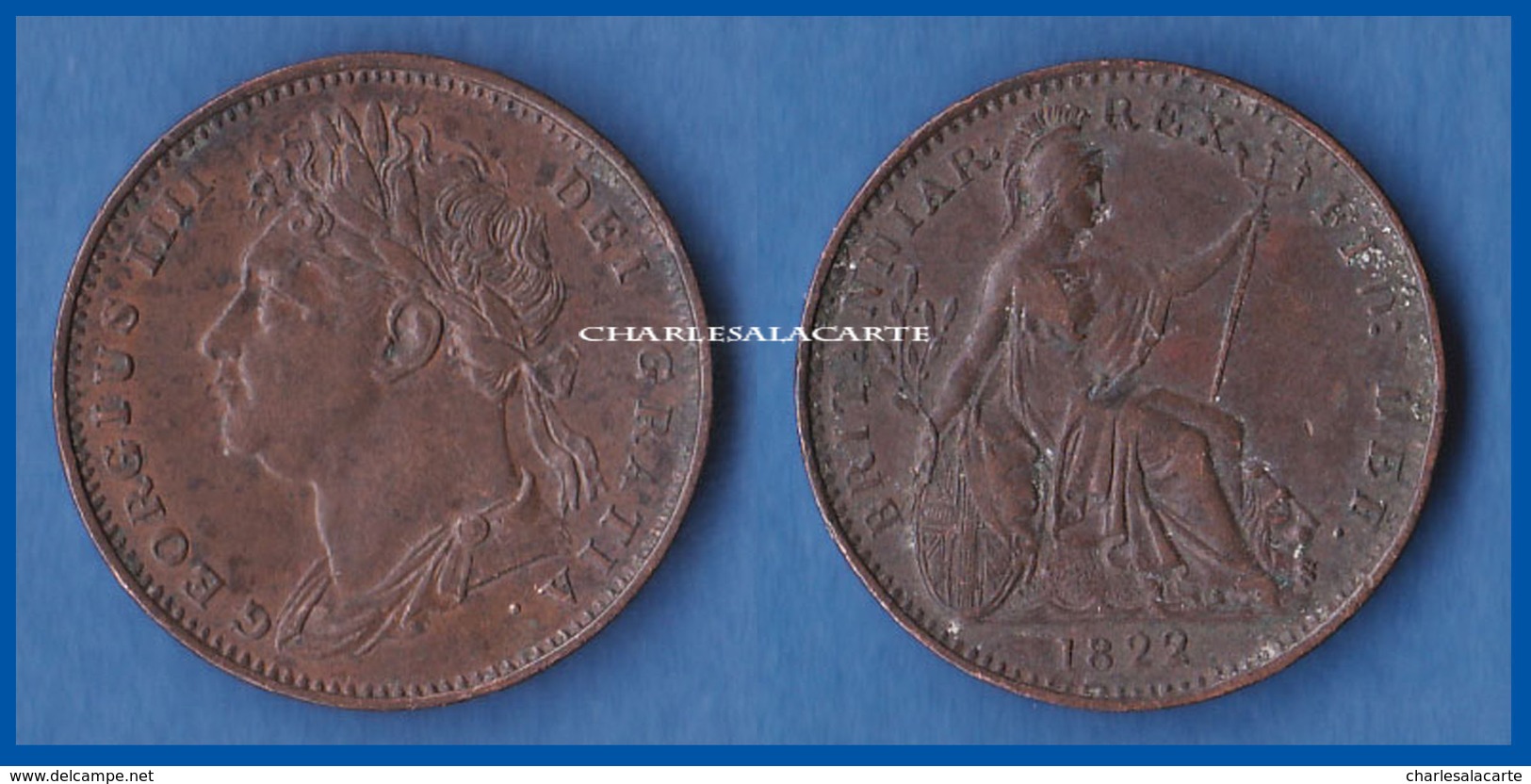 GREAT BRITAIN 1822  GEORGE IV  COPPER FARTHING  VERY GOOD - FINE  CONDITION - Otros & Sin Clasificación