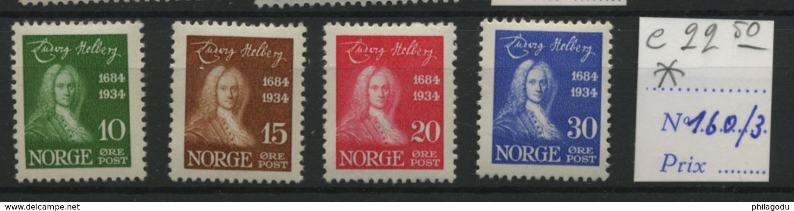 Norge  Yv. 160/163  Helberg *  Avec Charnière  Mit Falz  Cote 22,50 &euro; - Nuevos