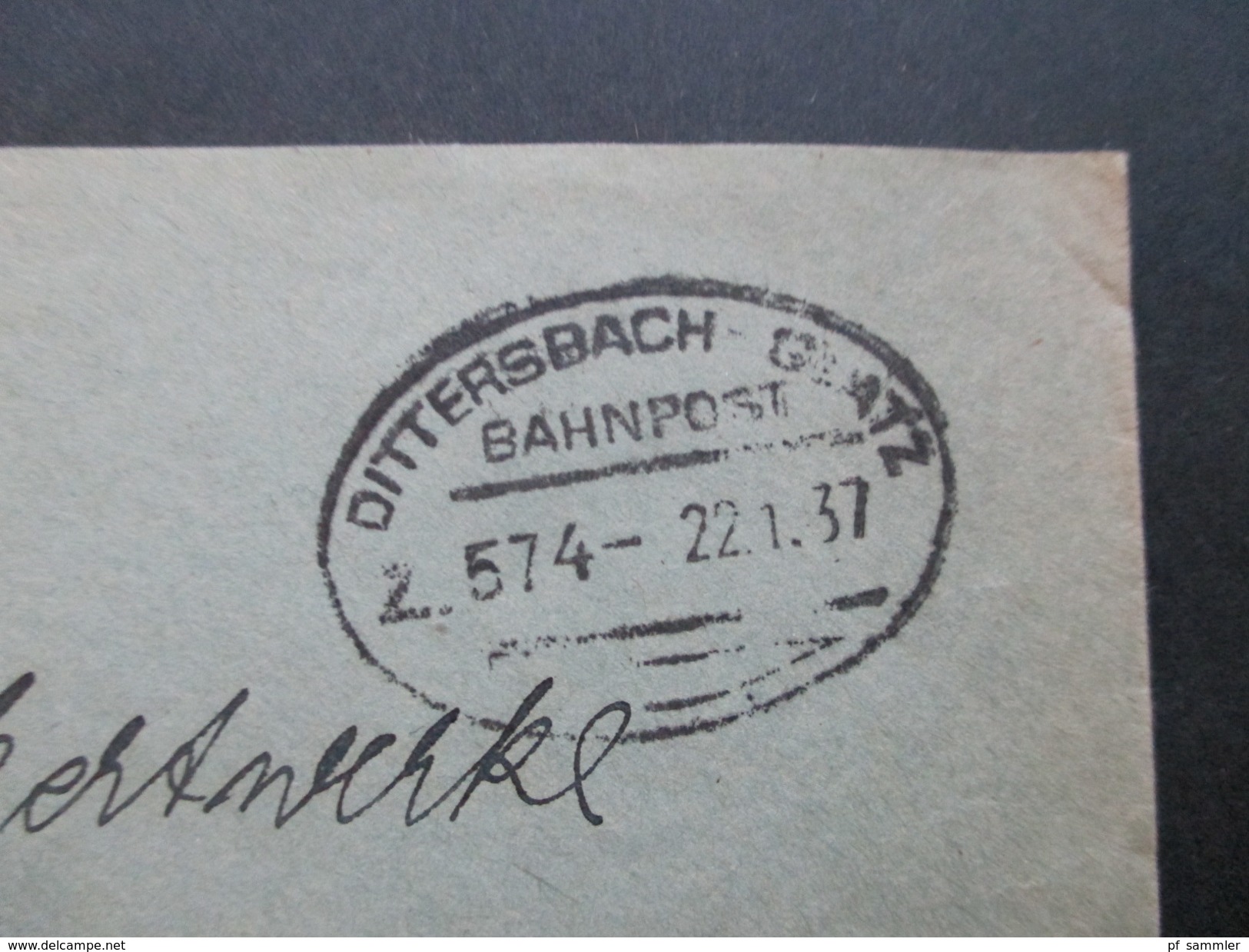 Deutsches Reich 1937 Frei Durch Ablösung Reich. Reichsbahn Kraftwerk Mittelsteine. Bahnpost Dittersbach - Glatz - Lettres & Documents