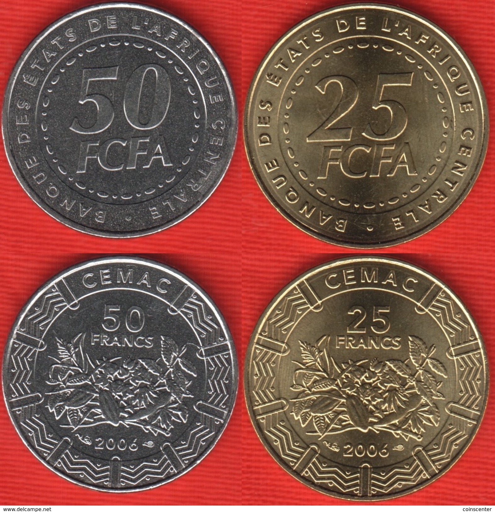 Central Africa Set Of 2 Coins: 25 - 50 Francs 2006 UNC - Centrafricaine (République)