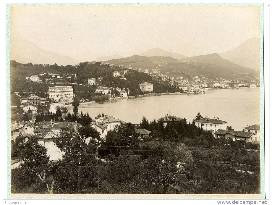 Suisse Lugano Panorama Lac Ancienne Photo Nessi 1890 - Ancianas (antes De 1900)