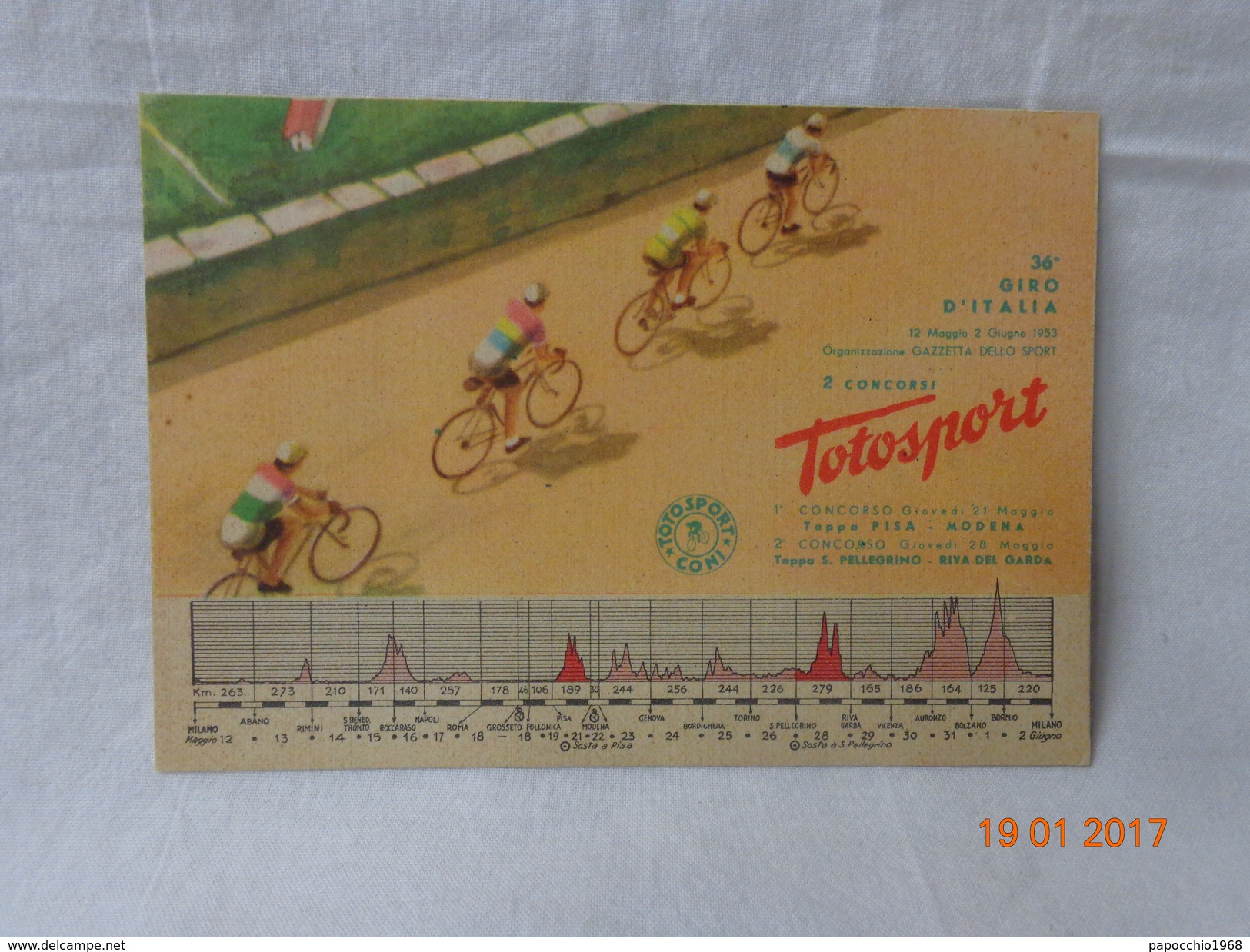 CARTOLINA D'EPOCA GIRO D'ITALIA 1953 VII TAPPA ROMA GROSSETO FOLLONICA - Ciclismo