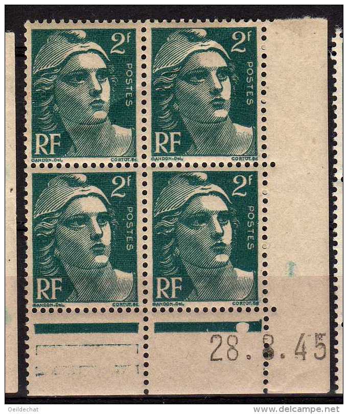 1464  -  FRANCE   N°  713   2F  Vert  Marianne De Gandon  Du  28.8.45  SUP. - 1940-1949