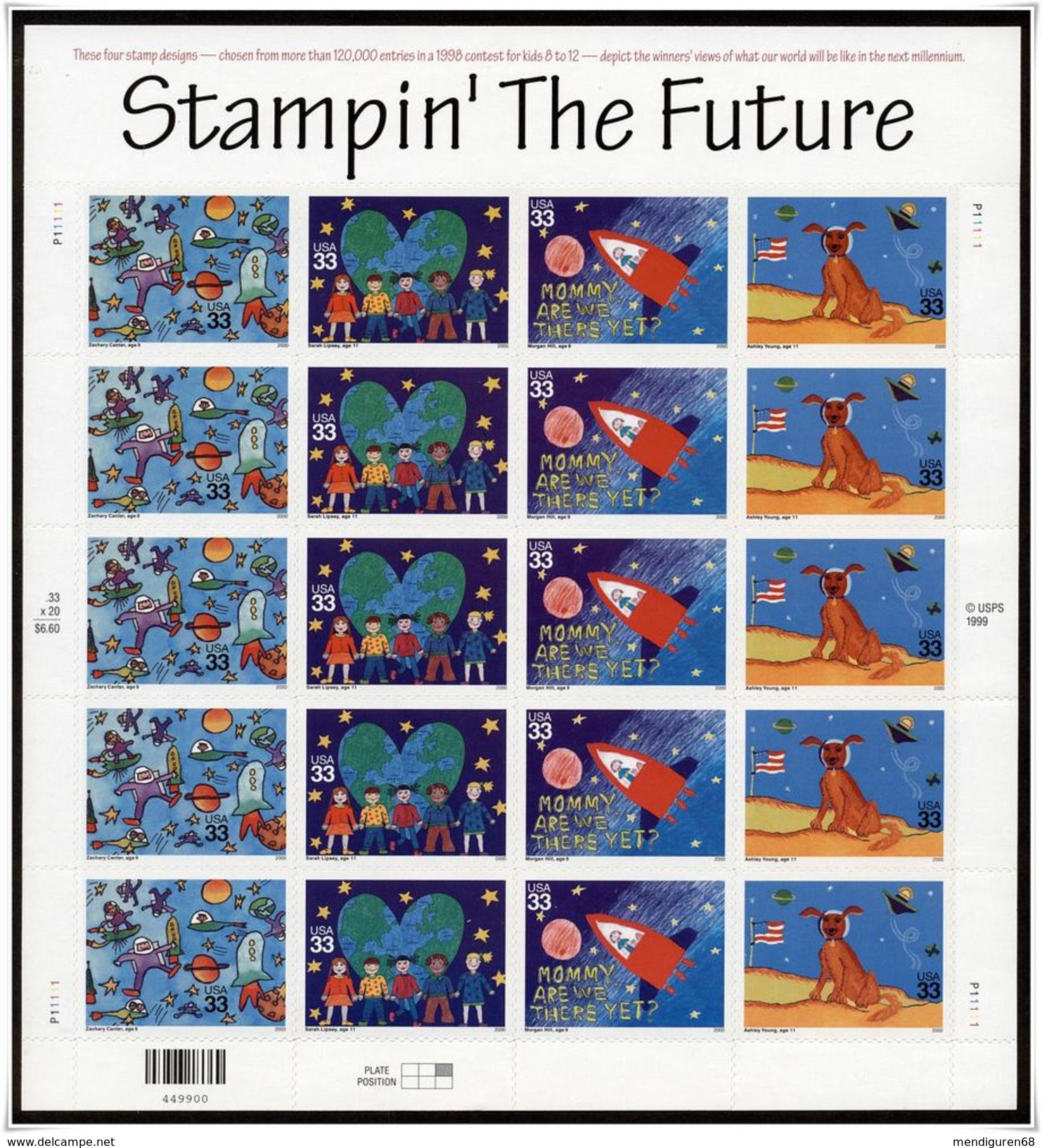 VERINIGTE STAATEN ETATS UNIS USA 2000 STAMPING THE FUTURE PANE 20V MNH SC 3414-7SP YT F3106-09 MI B3372-5 SG MS3833-6 - Unused Stamps