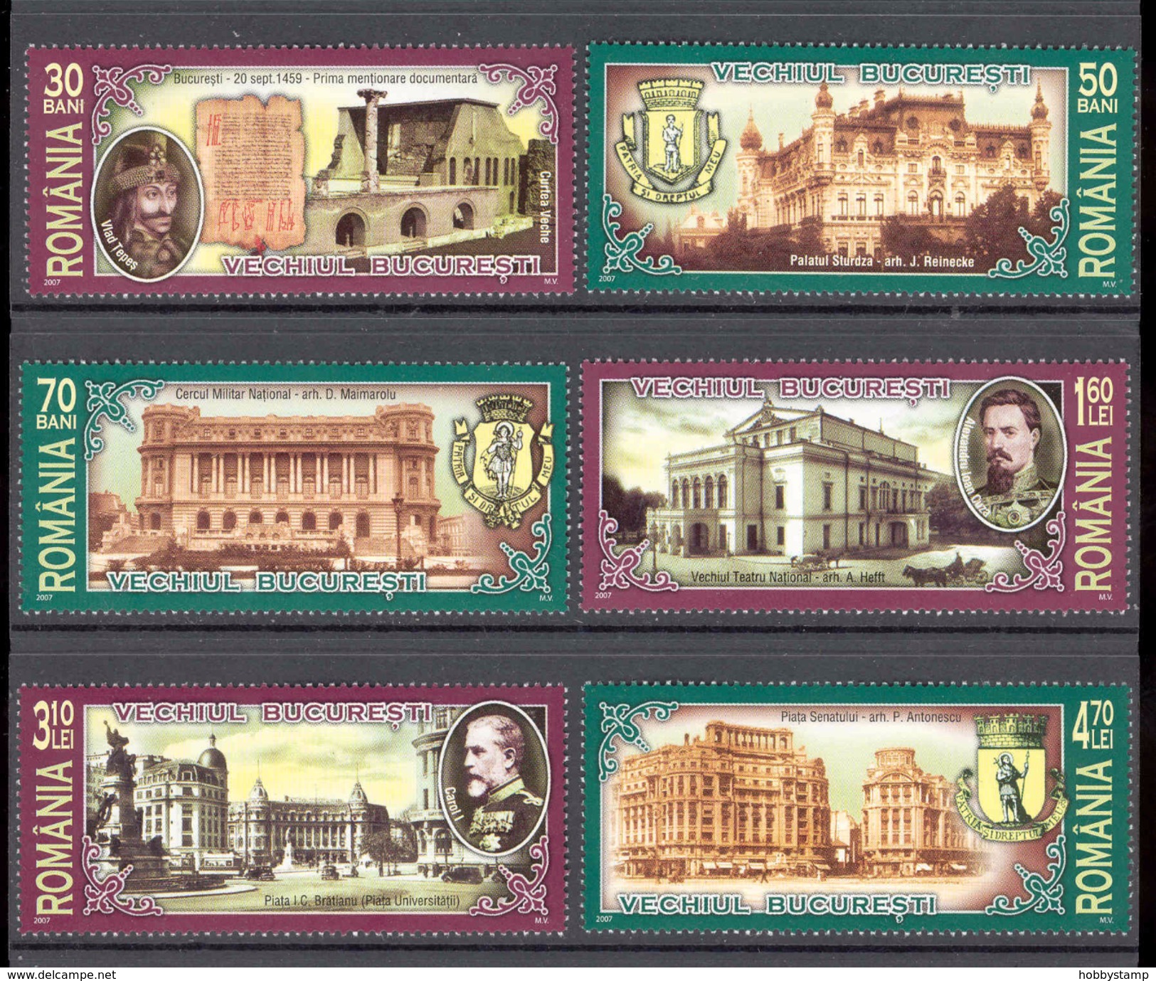 Romania 2007 The Old Bucharest  6v** MNH - Unused Stamps