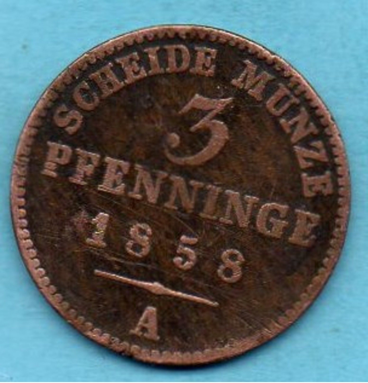 R300/ GERMANY PRUSSIA 3 PFENNINGE 1858 A - Taler En Doppeltaler