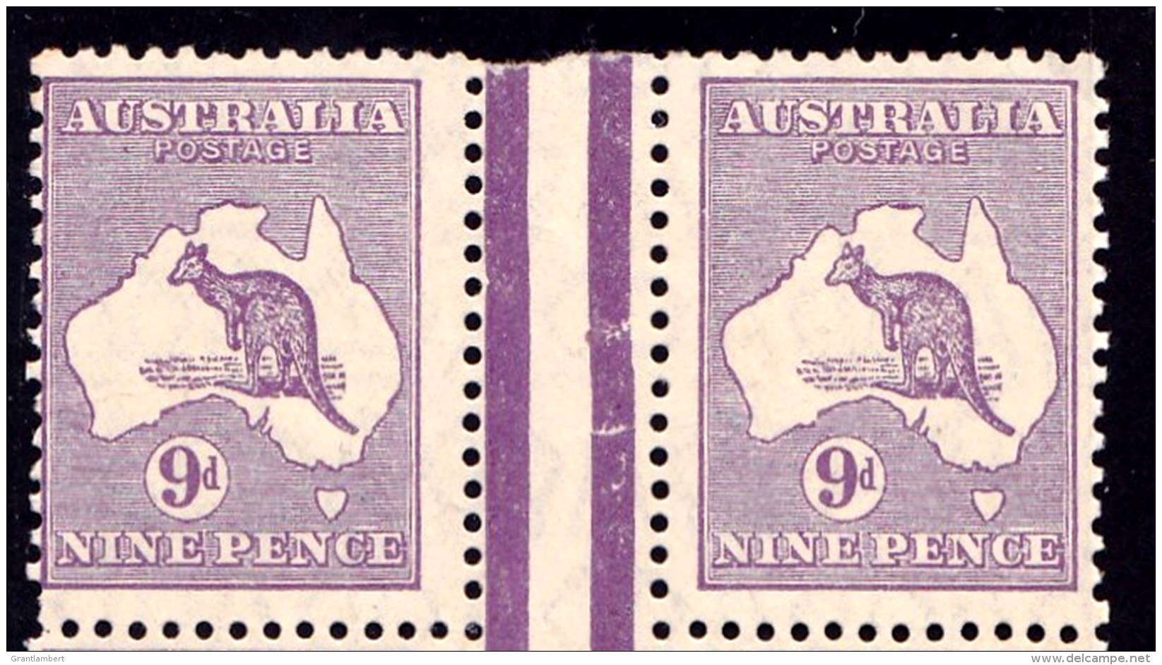 Australia 1929 Kangaroo 9d Violet Small Multi. Wmk Ash Imprint Block Of 4 MNH - Nuovi