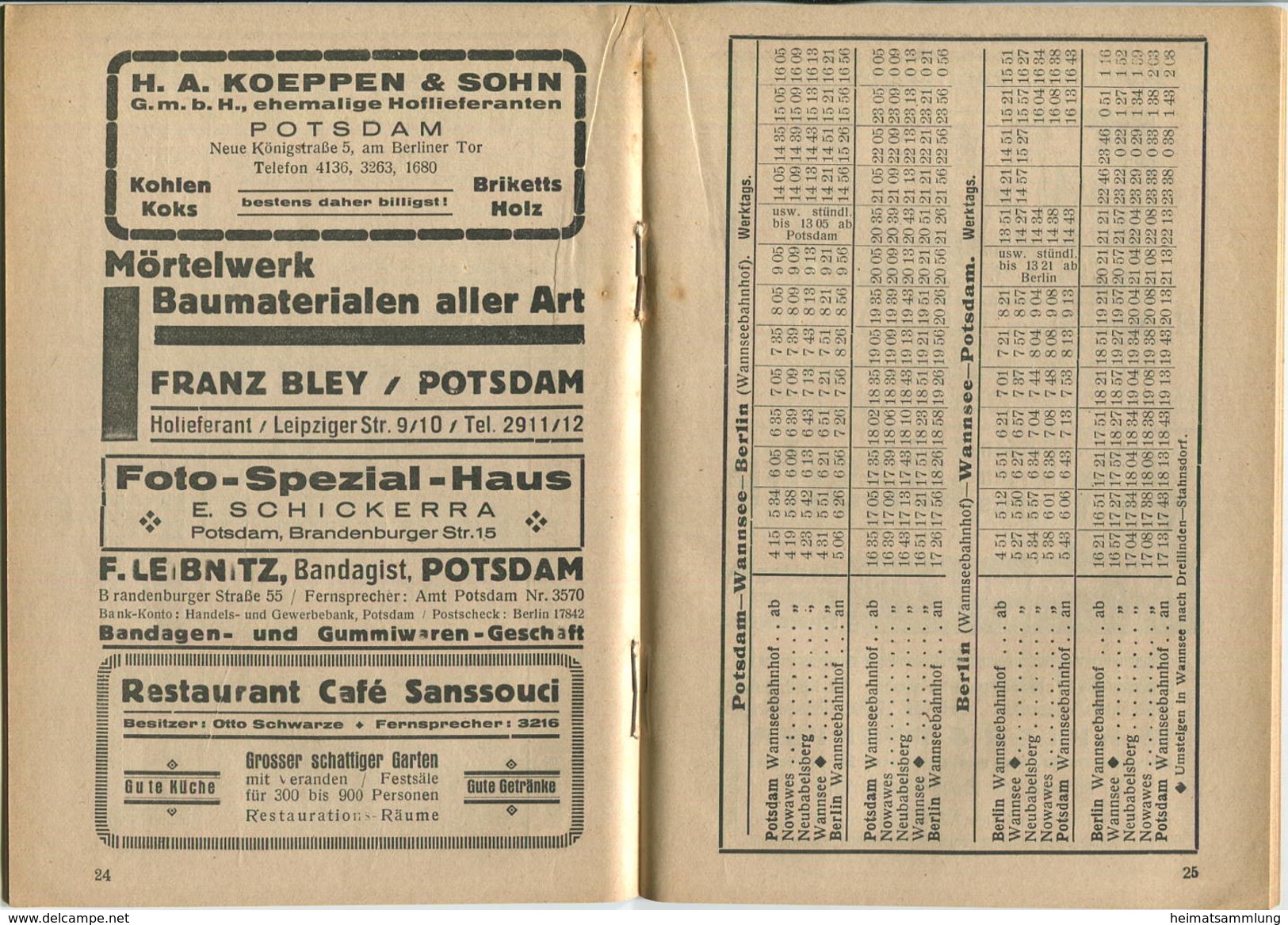 Potsdamer Verkehrsbuch U. Wochenend-Führer - Sommer 1927 - Erste Ausgabe - Herausgeber Potsdamer Verkehrsverein E.V. (Pa - Europa