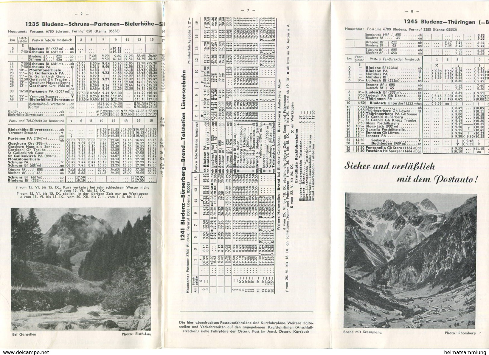 Postautolinien Im Bereich Schruns Bludenz 1966 - Faltblatt Mit 8 Abbildungen - Europa