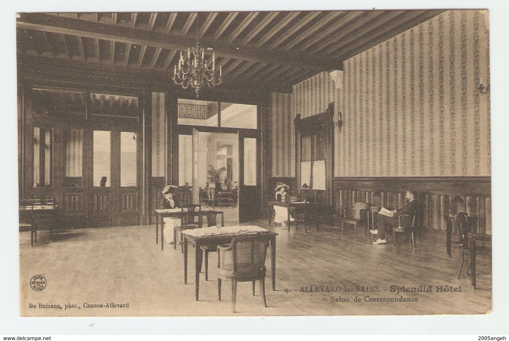 38 Dép.- 4.- Allevard-les-Bains - Splendid Hôtel - Salon De Correspondance. De Buisson, Phot., Cannes-Allevard. Carte Po - Allevard