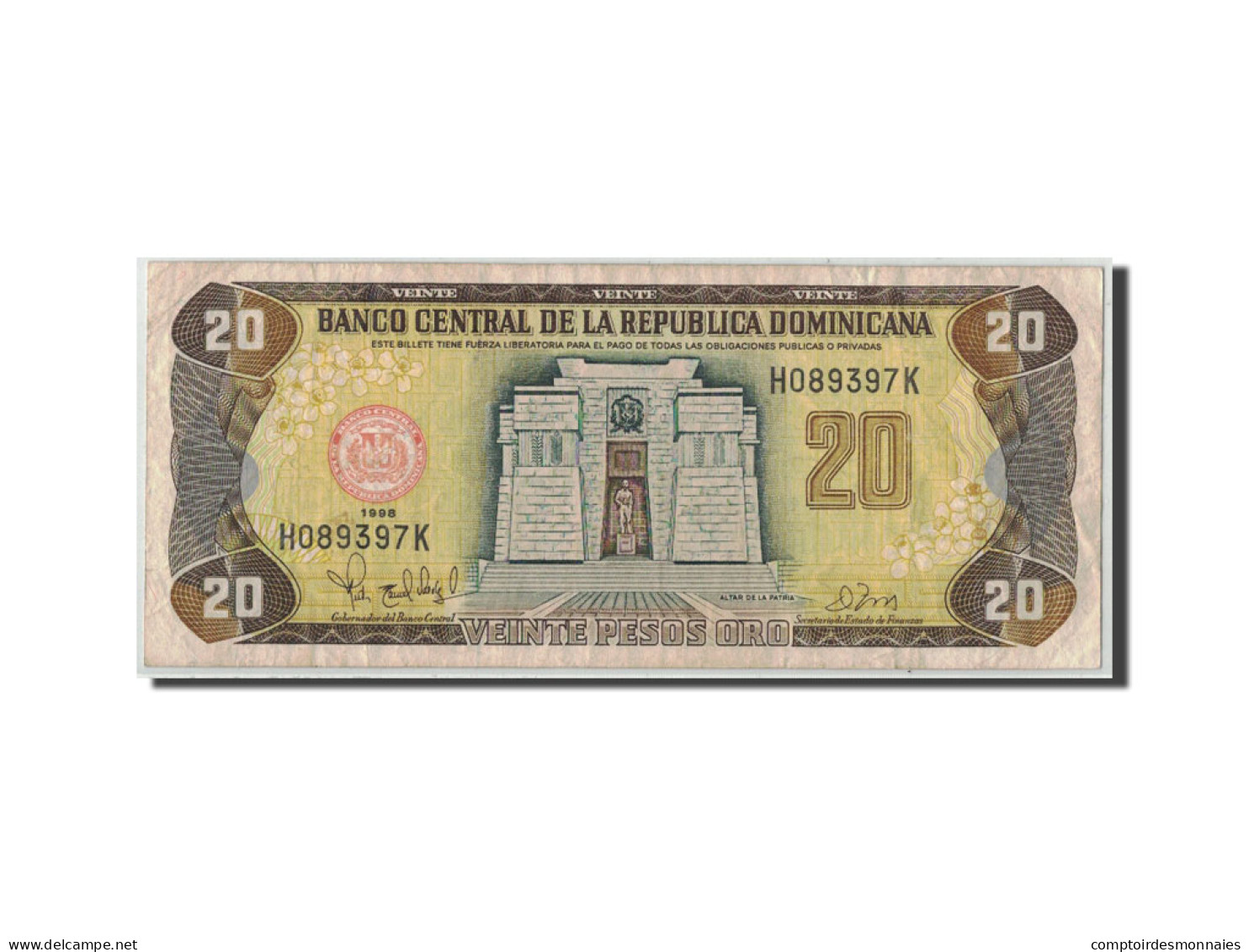 Billet, Dominican Republic, 20 Pesos Oro, 1998, KM:154b, TB - Dominicana