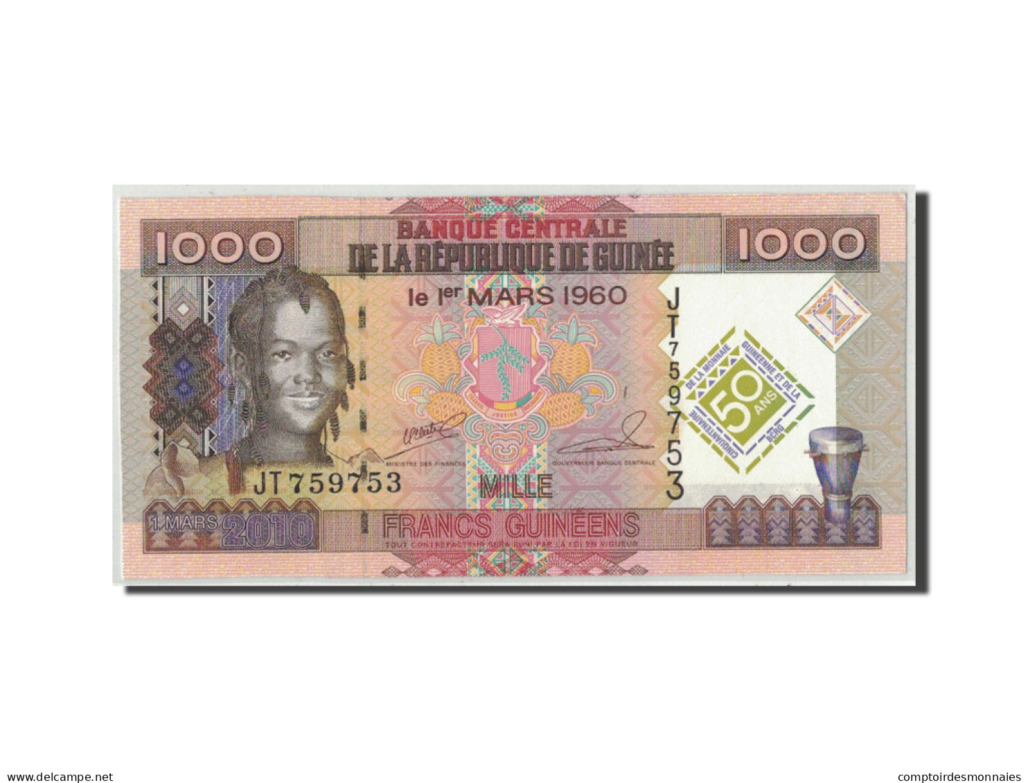 Billet, Guinea, 1000 Francs, 2010, 2010-03-01, KM:43, SPL - Guinée