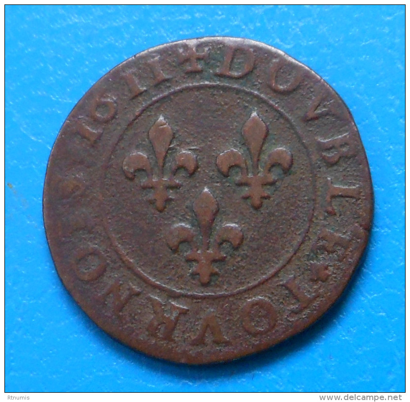 Louis XIII Double Tournois 1611 D LYON - 1610-1643 Louis XIII Le Juste