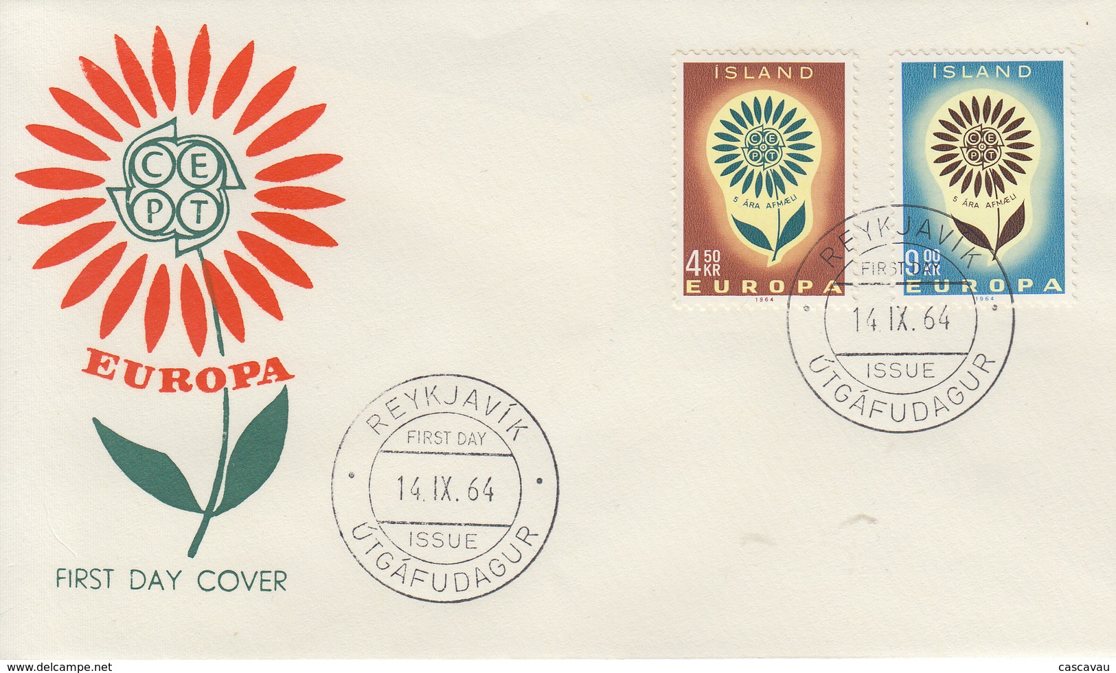 Enveloppe  1er  Jour   ISLANDE    Paire   EUROPA    1964 - FDC