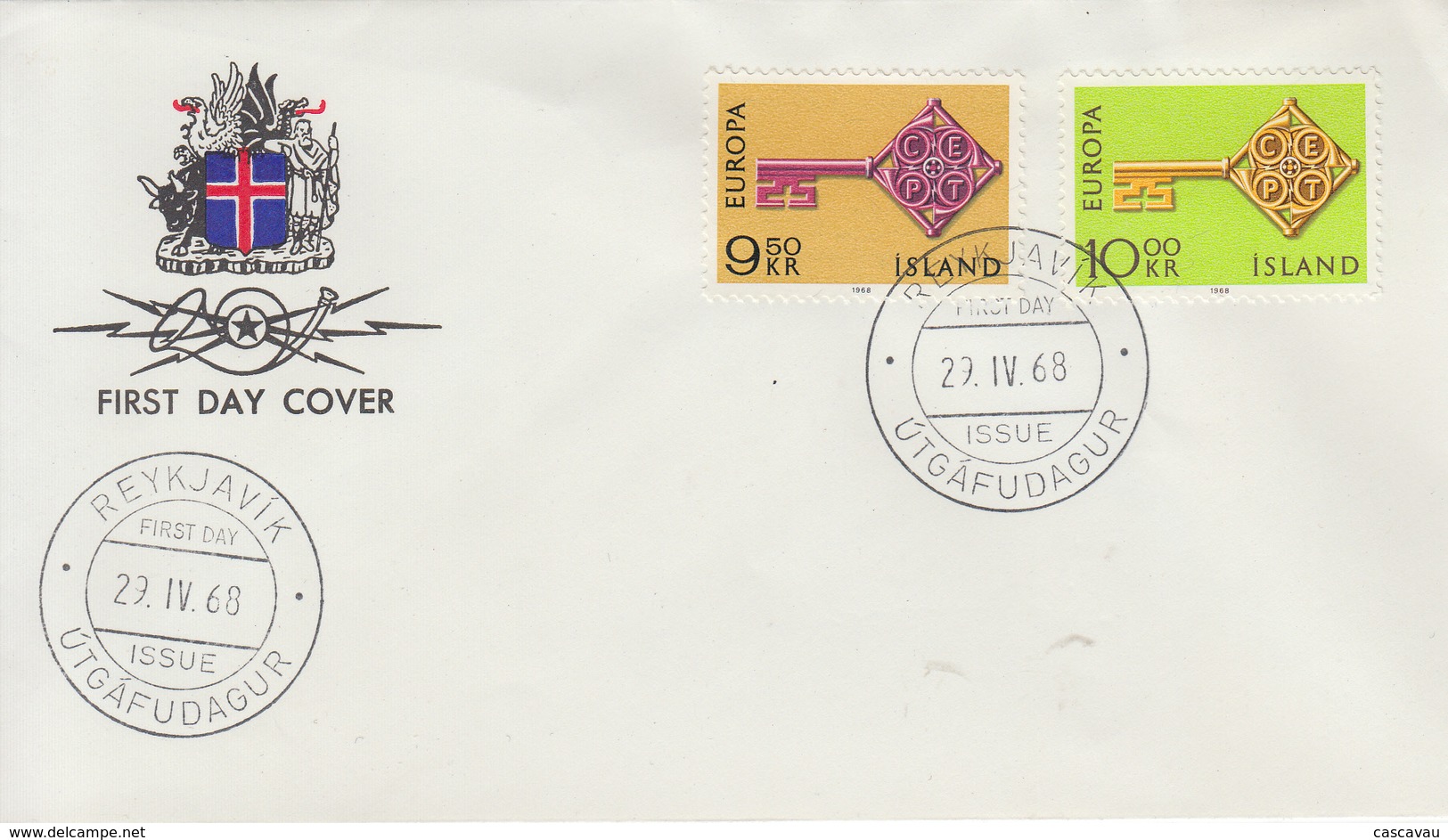 Enveloppe  FDC  1er  Jour   ISLANDE   EUROPA    1968 - 1968